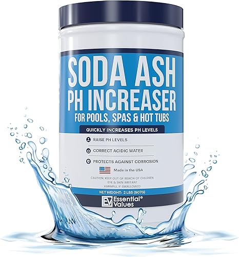 PH Increaser for Hot Tub Swimming Pools & Spa (2 LBS) - Soda Ash Powder to Get Level of Your PH Up - Fight Corrosion, Correct Acidic Water Safely, Made in USA