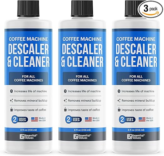 Descaling Solution (6 Uses) Coffee Machine Descaler Cleaner | Compatible with Breville Keurig Nespresso Delonghi & More | Liquid To Descale Automatic Coffee Makers & Espresso Machines 3 pack