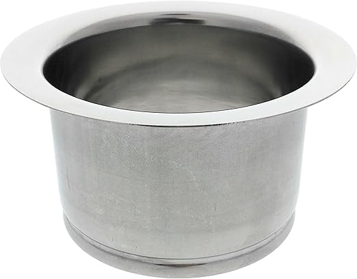 Essential Values Kitchen Extended Sink Flange, Deep Polished Stainless Steel Flange for Insinkerator Garbage Disposals and Other Disposers That Use A 3 Bolt Mount and A Thicker Sink