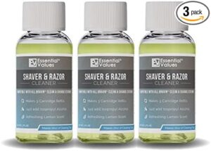 Electric Shaver Cleaning Solution - Compatible with Braun Clean & Renew Refill Cartridges - 3 Bottles, Makes 9 Refills - Made in USA